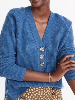 Madewell Blue Button Front Sweater | Size M